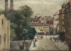 Maurycy Trębacz, Monachium, olej, tektura