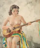 Igor Talwiński, Akt z gitarą, olej płótno