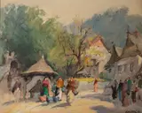 Stanisław Jan Łazorek, Kazimierz. Przy studni, olej, płótno, 60