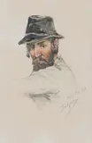 Tadeusz Rybkowski, Portret Żyda w kapeluszu, 1891, 1891, akwarela, papier