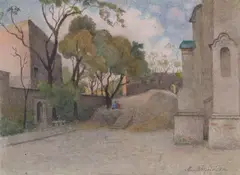 Maria Chybińska, Wzgórze Przemysła w Poznaniu, akwarela, papier, 16