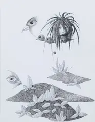 Kazimierz Mikulski, Kompozycja surrealistyczna, tusz, ołówek, papier