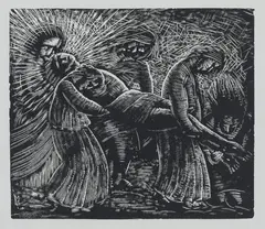 Stefan Mrozewski, Złożenie do grobu, 1929, 1929, drzeworyt, papier
