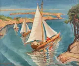 Pod żaglami, 1935 by Jadwiga Czarnecka-lewakowska, 1935, olej, tektura, sold Jun 2024