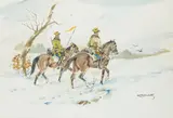 Karol Kossak, Ułani, akwarela, papier, 40
