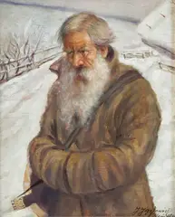 Józefa Maria Józefowicz, Lirnik z Polesia, 1934 r., 1934, olej, sklejka, 34