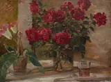 Maurycy Trębacz, Martwa natura z różami, olej, sklejka