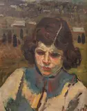 Fryderyk Pautsch, Portret dziewczyny, olej, tektura, 49