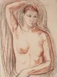 Simon Mondzain, Akt, 1924 r., 1924, kredka, wegiel, papier