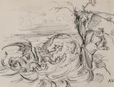 Antoni Uniechowski, Księżniczka w opałach, tusz, papier