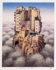 Górska uliczka by Jacek Yerka, giclée, papier, sold Jun 2024