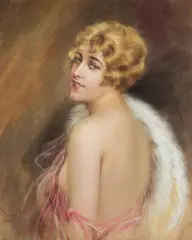 Henryk Szadkowski, Półakt blondynki, pastel, papier, 60