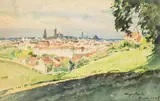 Tadeusz Nartowski, Panorama Krakowa, 1945 r., 1945, akwarela, papier