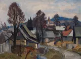 Stanisław Borysowski, Widok na miasteczko, olej, płyta