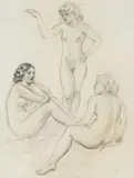 Stanisław Żurawski, Trzy gracje, ołówek, papier, 38