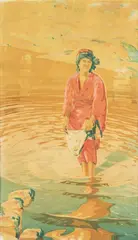 Aleksander Laszenko, Praczka, linoryt barwny, papier