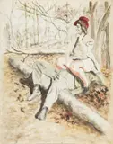 Zdzisław Czermański, W lesie, akwarela, papier, 36