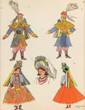 Zofia Stryjeńska, Krakowiak i krakowianka -stroje weselne, 1939 r., 1939, litografia barwna, papier