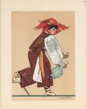 Hucułka z Worochty, z teki Polish Peasants Costumes, 1939 r. by Zofia Stryjeńska, 1939, szablon kolorowany gwaszem, papier, sold May 2024