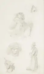 Henryk Pillati, Szkice postaci, ołówek, papier