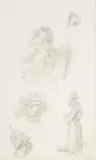 Henryk Pillati, Szkice postaci, ołówek, papier
