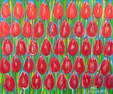Edward Dwurnik, Czerwone tulipany, 2018, 2018, akryl, płótno