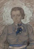 Stanisław Ignacy Witkiewicz, Portret kobiety, 1938 r., 1938, pastel, jasnobrązowy karton