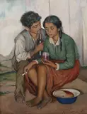 Leon Lewkowicz, Cygańska para, 1930 r., 1930, olej, płótno