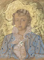 Stanisław Ignacy Witkiewicz, Portret Wandy Pawlikof, 1938, 1938, pastel, papier naklejony na tekturę