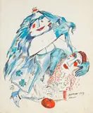 Krzysio, 1983 by Hanna Bakuła, 1983, akwarela, papier, sold Apr 2024