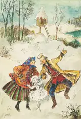 Jan Marcin Szancer, Ilustracja do "Śniegowej dziewczynki" Ewy Szelburg-Zarembiny, akwarela, papier