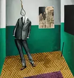 Mateusz Szczypiński, Zgasłe gwiazdy, 2017, 2017, olej, kolaż, płótno