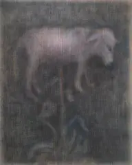 Baranek, 2022 by Jędrzej Bieńko, 2022, tusz akrylowy, płótno, sold Apr 2024