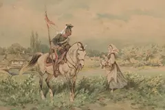 Juliusz Kossak, Spotkanie, 1880 r., 1880, akwarela, papier