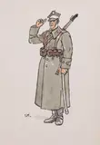 Ignacy Matuszewski, Strzelec 7. Pułku Strzelców Konnych, akwarela, tusz, papier, 15