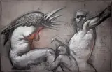 Alegoria A.B.C., 1986 by Franciszek Starowieyski, 1986, olej, węgiel, kreda, płótno, sold Mar 2024