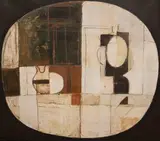 Martwa natura w owalu, 1959 by Kiejstut Bereźnicki, 1959, olej, płótno, sold Mar 2024