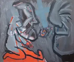 Ryszard Grzyb, Między ludźmi, 1987, 1987, olej, płótno