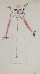 Tadeusz Brzozowski, Projekt kostiumu do, akwarela, tusz, papier