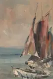 Łodzie by Marian Mokwa, akwarela, papier, sold Mar 2024