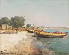 Henryk Baranowski, Łodzie, olej, płótno