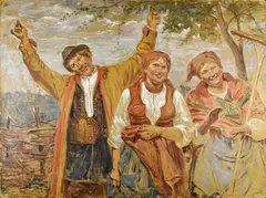 Wincenty Wodzinowski, Motyw ludowy, olej, tektura