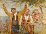 Wincenty Wodzinowski, Motyw ludowy, olej, tektura
