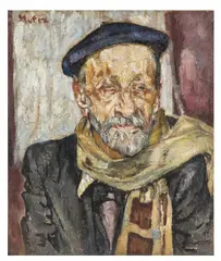Mela Muter, Portret mężczyzny w berecie, przed 1939 r., olej, sklejka
