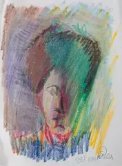 Jerzy Panek, Portret, 1991, 1991, pastele olejne, papier