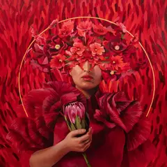 Red Justice, 2023 by Monika Wyrwicka, 2023, olej, płótno, sold Feb 2024
