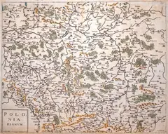 Gaspar Bouttats, Polonia Regnum, Mapa Polski pochodząca z „Historia di Leopoldo Cesare, continente le cose piu memorabili…”, wyd. Galeazzo Gualdo Priorato, Antwerpia, 1670 miedzioryt kolorowany, 34