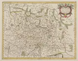 Joannes Janssonius, Silesiae Ducatus nova et accurata descriptio…, Mapa Śląska, wyd. Frederick de Wit, Amsterdam 1688 miedzioryt kolorowany w epoce
