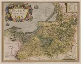 Abraham Ortelius, Prussiae Vera Descriptio…, Mapa Prus, według G. Henneberga, pochodząca z dzieła „Theatrum orbis terrarum…”, Antwerpia 1598; na verso tekst w języku francuskim miedzioryt kolorowany, 36