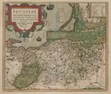 Abraham Ortelius, Prussiae Regionis Sarmatiae Europeae Nobiliss…, Mapa Prus według Caspara Hennebergera z 1584 r., Antwerpia 1587 miedzioryt kolorowany